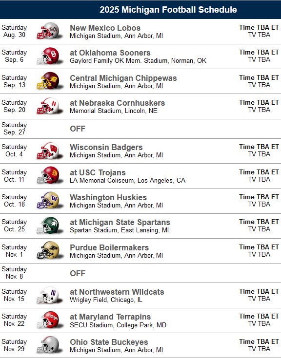2025 Michjigan Football Schedule